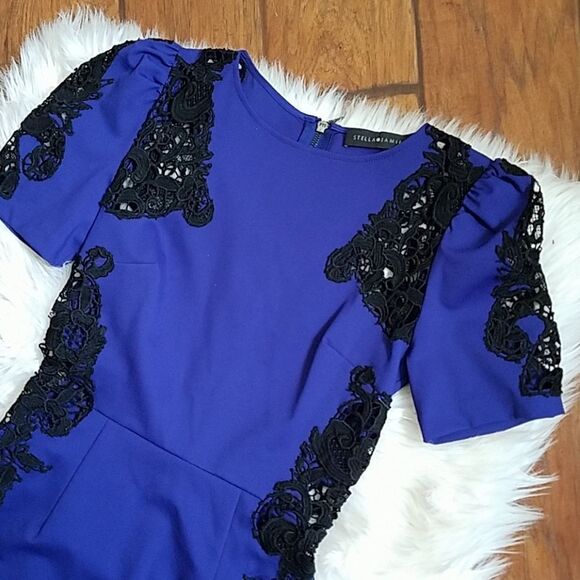 STELLA & JAMIE Short Sleeve Lace Cut Out Mini Sheath Dress - Picture 2 of 4